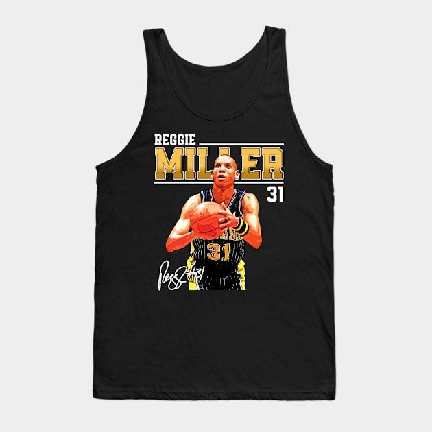 Reggie Miller Choke Sign Basketball Legend Signature Vintage Retro 80s 90s Bootleg Rap Style Tank Top by CarDE